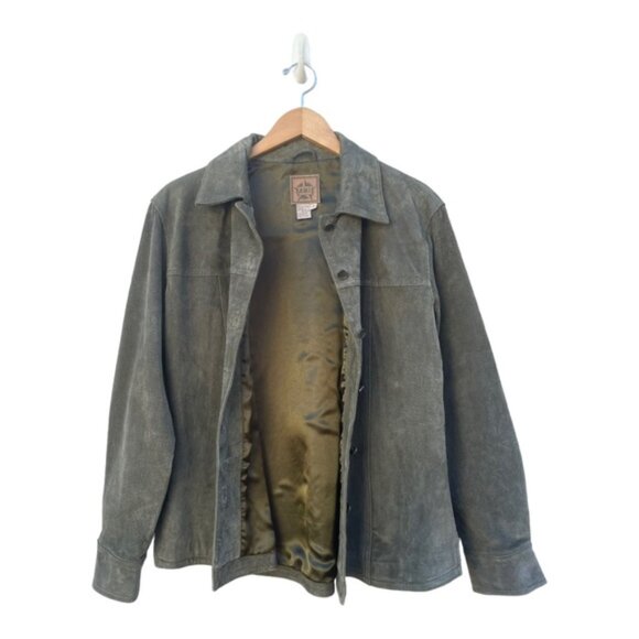 A.M. I. Vintage Women's Green Leather Shacket Button Down Shirt Sz Large - Picture 9 of 12